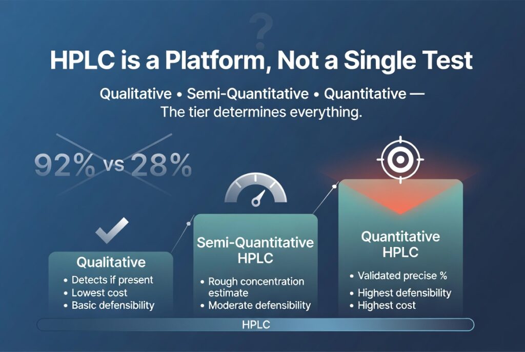 quantitative HPLC analysis, qualitative analysis, quantitative analysis, qualitative analysis,